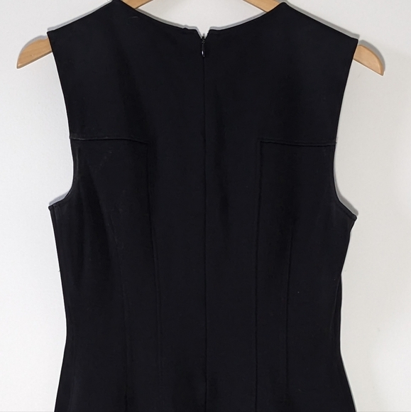 Theory Modern Tea Dress Fit Flare Highneck Black Summer Pique 2 Mini Size 6 - Picture 12 of 14